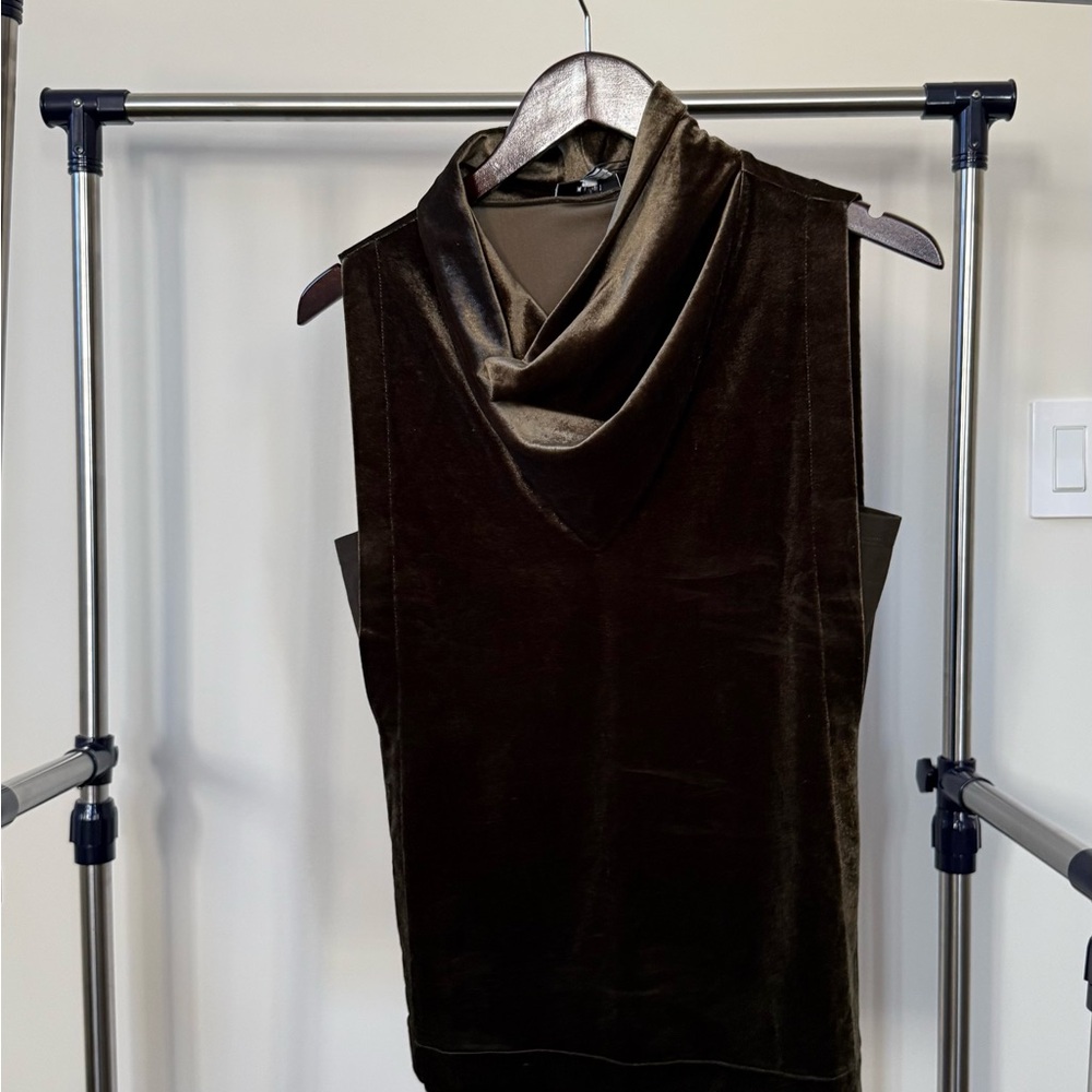 Reiss Dark Brown Cowl Neck Sleeveless Sweater